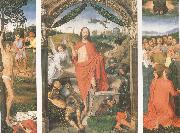 The Resurrection with the Martyrdom of st Sebastian and the Ascension a triptych (mk05) Hans Memling